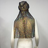 economico Accessori e altro-lussuosa fascia per capelli a maglia larga con strass - fascia elastica per turbante con cristalli e accenti scintillanti - perfetta per le donne in discoteca, rave party
