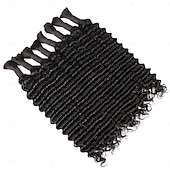 cheap 3 Bundles Human Hair Weaves-300g Deep Wave Bulk Human Hair For Braiding 100% Unprocessed Bulk Human Hair Extensions No Weft Curly Human Hair For Braiding