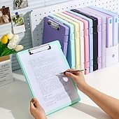 お買い得  事務用品-大容量のA4ファイルフォルダー収納ボックス、プレートクリップ付き、テスト用紙情報ブック、学生向け科目分類