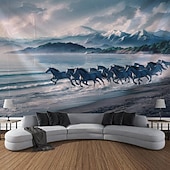 levne zvířecí tapisérie-zvíře kůň pláž závěsný gobelín nástěnné umění velký gobelín nástěnná malba výzdoba fotografie pozadí přikrývka opona domácí ložnice dekorace obývacího pokoje