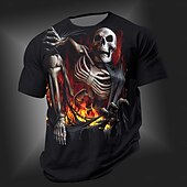 cheap Skull &amp; Bone-Men&#039;s Skull T shirt Short Sleeve T shirt 3D Print Crew Neck Shirt Punk Cool Designer Street Daily Sports Red Blue Orange Summer Spring Clothing Apparel S M L XL 2XL 3XL