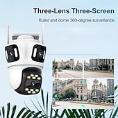זול מצלמות רשת IP פנימיות-6k שלושה מסכים מצלמת הצמדה wifi חיצונית שלוש עדשות ptz אוטומטי מעקב מצלמות אבטחה