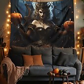 tanie Dekoracja Halloween-dekoracje halloween dziewczyna duch wiszący gobelin sztuka ścienna duży gobelin dekoracja ścienna tło zdjęcia koc zasłona dom sypialnia salon