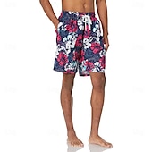 cheap Tropical Plants &amp; Flowers-Men&#039;s Graphic Flower / Floral Swimming Trunks Board Shorts Swim Shorts Mid Waist Streetwear Hawaiian Boho Casual Daily Holiday Drawstring with Mesh lining Elastic Waist Designer Clothing Apparel