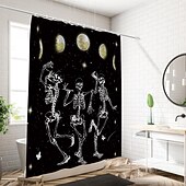 levne Halloween koupel-halloween skull sprchový závěs, moderní voděodolná polyesterová tkanina, kterou lze prát v pračce do koupelnové vany s 12 háčky