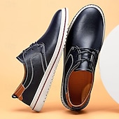 baratos Casual-sapatos masculinos casuais azul marinho - elegantes oxfords de couro com cordões e sola branca para negócios e uso diário