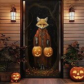 billige Halloween dørdeksler-halloween dørdekorasjoner halloween dørdeksler svart katt gresskar dør billedvev dør gardin dekorasjon bakteppe dør banner for inngangsdør gårdshus ferie fest dekor forsyninger