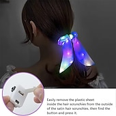 economico Novità-fasce per capelli luminose a led illuminano fiocchi per capelli elastici per ragazze copricapo corda per capelli accessori per capelli bagliore nel buio forniture per feste