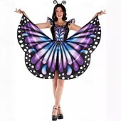 preiswerte Damenkostüme-Schmetterling Faschingskostüme Kleid Stirnband Erwachsene Damen Lustiges Kostüm Party Karneval Einfaches Karnevalskostüm