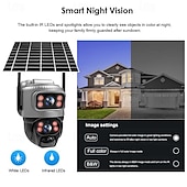 olcso Beltéri IP hálózati kamerák-dupla lencsés 4g kamera napelemes pir emberi érzékelés éjjellátó vízálló biztonsági videó ip camara 8mp 4k akkumulátoros CCTV monitor