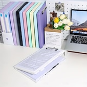 お買い得  事務用品-大容量のA4ファイルフォルダー収納ボックス、プレートクリップ付き、テスト用紙情報ブック、学生向け科目分類
