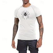 Недорогие Футболки и майки для бега-Муж. Компрессионная футболка Спортивная рубашка Фитнес-рубашка С короткими рукавами Футболка Футболка Повседневные Одежда для спорта и отдыха Лето Пауки