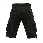 baratos Clássico-Homens Shorts táticos Capri Cargo Shorts Bermuda Cargo Calção Shorts de Trilha Botões Bolso multi Tecido Vestível Comprimento da panturrilha Ao ar livre Diário Acampar e Caminhar Moda Clássico Preto