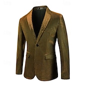 billige Blazere for menn-Herre Blazer Formell kveld Fritid / hverdag Søt Alle årstider 65%Cotton 35%Polyester Ensfarget / vanlig farge Paljetter Fritid Bryllup Enkeltkneppet Blazer Sølv Svart Rød Blå