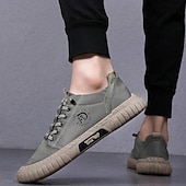 cheap Men&#039;s Slip-ons &amp; Loafers-Men&#039;s Casual Green Canvas Sneakers - Lightweight Lace-Up Walking Shoes for Everyday Wear