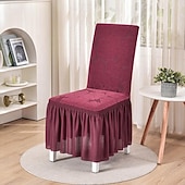 billiga Fåtöljskydd och armlöst stoltäckning-stolsöverdrag med kjolfåll elegant och snygg design mjukt och slitstarkt tyg perfekt för matsal eller speciella tillfällen ger fullt stolskydd lätt att installera och maskintvättbar