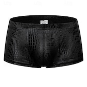 economico Boxer da uomo-Per uomo 1 pc Boxer Poliestere Traspirante Morbido Comodo Pelle di serpente A vita medio-alta Argento Nero