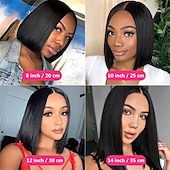 cheap Human Hair Capless Wigs-Remy Human Hair Wig Short U Part Straight Bob U Part Short Bob Natural Color Women Soft Easy dressing Capless Brazilian Hair Women&#039;s Natural Black #1B 8 inch 10 inch 12 inch Christmas Gifts Vacation