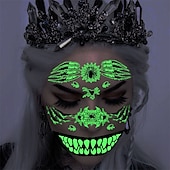 ieftine favor de partid-12 bucăți autocolant de tatuaj amuzant de groază de Halloween, care strălucește în întuneric, autocolant pentru față, autocolant rezistent la apă pentru cicatrice de păianjen 3d