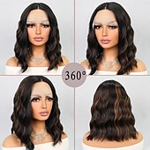 cheap Synthetic Lace Wigs-Synthetic Lace Wig Wavy Style 14 inch Multi-color Middle Part 13*1*4.5 lace front Wig Women&#039;s Wig Black / Brown