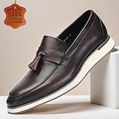 preiswerte Loafer aus hochwertigem Leder-Herren-Loafer aus Rindsleder mit Quastendetail und weißer Sohle für elegante und lässige Anlässe