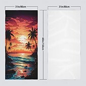 economico Set di asciugamani-telo mare con stampa albero di cocco al tramonto sulla spiaggia asciugamano da bagno morbido e ad asciugatura rapida asciugamano super assorbente asciugamano da viaggio leggero adatto per zaino in