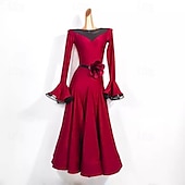 preiswerte Tanzkleidung für Balltänze-Elegantes Gesellschaftstanzkleid für Damen, Performance-Party, moderne Tanzkleidung, Langarm, Tango, Walzer, Standardkostüme