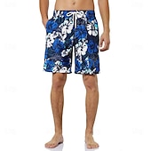 cheap Tropical Plants &amp; Flowers-Men&#039;s Graphic Flower / Floral Swimming Trunks Board Shorts Swim Shorts Mid Waist Streetwear Hawaiian Boho Casual Daily Holiday Drawstring with Mesh lining Elastic Waist Designer Clothing Apparel