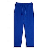 お買い得  スウェットパンツ-男性用 スウェットパンツ ジョガー ズボン ストレートレッグスウェットパンツ プリーツパンツ ドローストリング 弾性ウエスト 平織り 履き心地よい 高通気性 アウトドア 日常 お出かけ ファッション カジュアル ブラック ホワイト