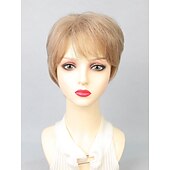 voordelige Synthetische trendy pruiken-Synthetische pruiken Natuurlijk recht Korte bob Zijdeel Pruik 25.4 cm Lichtgoud Synthetisch haar Dames Meerkleurig