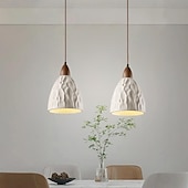 abordables Éclairages pour îlot-Lampe suspendue LED en bois de ciment, source de lumière 3 couleurs, 16/20/50/70 cm, 1/2/3 lumières, luminaire suspendu en béton industriel moderne et élégant, style wabi-sabi japonais, dôme en ciment