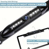 お買い得  車用バックカメラ-米国ナンバープレート 金属フレーム リアビュー バックアップカメラ CMOS HD LED ナイトビジョン