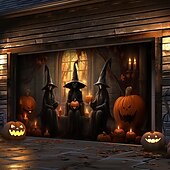 halpa Halloween koristelu-halloween oven koristeet ulkona halloween autotallin oven kansi kurpitsa noita banneri pelottava linna suuri taustakoristeet lomalle ulkoautotallin ovi kodin seinäkoristeet