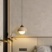 economico Luci Isola cucina-lampada a sospensione a led pietra bianco caldo 15 cm paralume minimalista in metallo a 1 luce lampadario circolare in marmo lampada a sospensione a soffitto in stile cinese per portico balcone