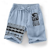 baratos Clássico-Homens Pássaro Grade / xadrez Estampa Geométrica Calção Shorts de verão Shorts casuais Cintura Média Moda Roupa de rua Designer Casual Diário Feriado Bolsos Com Cordão Cintura elástica Designer Roupa