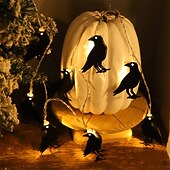 preiswerte Innen- &amp; Partylighting-1,5 m - 10 LEDs Halloween Fledermaus Krähe Geister Lichterkette LED Eisenförmiges Licht Nachtlicht Beleuchtete Geister Festival Party Dekoration Licht Garten Hof Atmosphäre Licht Batterien betrieben 1