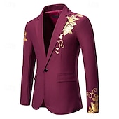 economico Blazer Classici da Uomo-Per uomo Giacca Attività commerciale Ricevimento di matrimonio Senza pantaloni eleganti Di tendenza Informale Primavera &amp; Autunno Poliestere Tessuto uniforme Liscio Stampe Pulsante Casual / quotidiano