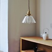cheap Pendant Lights-LED Pendant Light Warm White 14cm 1-Light Natural Decorative Lamp Base Hanging Lamp Adjustable Rope Indoor Light Translucent Patterned Glass Lampshade Ceiling Hanging Light Dining Room Living Room 110-240V