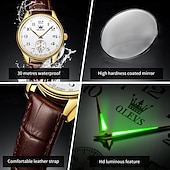 Недорогие Кварцевые часы-OLEVS Мужчины Кварцевые Минималистский Мода Наручные часы Светящийся Календарь ЗАЩИТА ОТ ВЛАГИ Украшение Кожа Часы