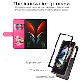 Недорогие Чехлы для Samsung-телефон Кейс для Назначение SSamsung Galaxy Z-сгиб 6 Z Fold 5 Z Fold 4 Z Fold 3 Кошелек для карт Магнитный Молния с ремешком на запястье Ретро ПК Кожа PU