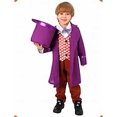 cheap Boys&#039; Costumes-Charlie and the Chocolate Factory Wonka Willy Wonka Cosplay Costume Outfits Cosplay Movie Cosplay for Boys Kid&#039;s Carnival Masquerade Event / Party Masquerade