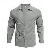 preiswerte Herrenhemd zum Knöpfen-Herren Hemd Sommerhemd Freizeithemd Strandhemd Schwarz Weiß Armeegrün Grau Leicht Blau Langarm Einfach Revers Urlaub Hawaiianisch Button-Down Bekleidung Polyester Mode Lässig Bequem