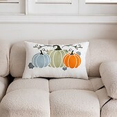 billiga Halloween Sovrum-Halloween Broderade Pumpor Dekorativa Toss Kuddar Överdrag 1PC Mjukt Fyrkantigt Kuddskydd Höstkudde för Sovrum Vardagsrum Soffa Stol
