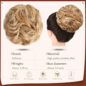economico Chignon-clip ad artiglio chignon disordinato posticci per capelli ricci ondulati clip in chignon artiglio coda di cavallo parrucchino estensioni dei capelli arruffati updo pezzo di capelli scrunchie sintetici