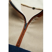 economico Felpe di base-Per uomo Felpa Felpa con zip Felpa di velluto a coste Nero Blu Marrone mezza cerniera Color Block Collage Sportivo Giornaliero Per eventi Vello Streetwear Informale Vello sottile Autunno inverno