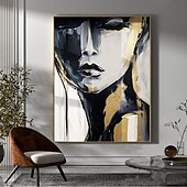 preiswerte Abstrakte Gemälde-handgemaltes abstraktes Pattle Knife Frauengesicht Ölgemälde Wandkunst weibliche Figur Wandkunst Gold- und Weißgemälde handgemachte Wandkunst Frauenkunst Ölgemälde für Wandkunst moderne Wohnkunst