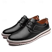 baratos Casual-sapatos masculinos casuais azul marinho - elegantes oxfords de couro com cordões e sola branca para negócios e uso diário
