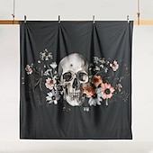 baratos Quarto de Halloween-Conjunto de capa de edredom com caveira floral de Halloween – inclui capa de edredom e fronhas – design assustador e festivo – tecido macio e confortável – perfeito para decoração de casa de Halloween
