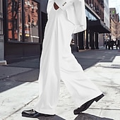 cheap Business-Men&#039;s Dress Pants Linen Pants Trousers Summer Pants Beach Pants Front Pocket Pleats Straight Leg Plain Comfort Breathable Full Length Casual Daily Holiday Fashion Basic Black White Micro-elastic
