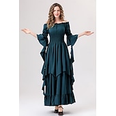 levne Šaty-Retro Středověké Renesanční Šaty Šaty inspirované Regency Ren Faire Viking Elfí Dámské Keltské Fantazie Plesová maškaráda Večírek Dospělí Šaty